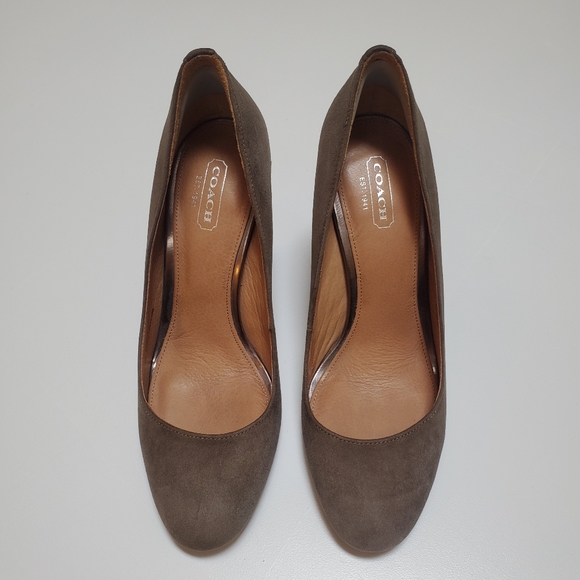 Coach Ophelia Suede Embossed block heels - Picture 1 of 8